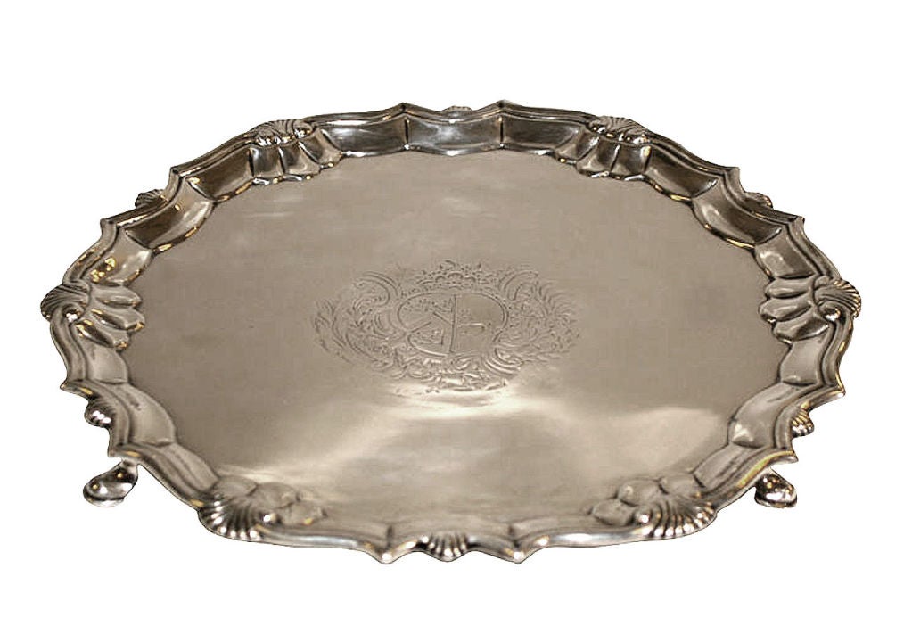 A STERLING SILVER SALVER BY ROBERT ABERCROMBY. LONDON, 1742 For Sale 5